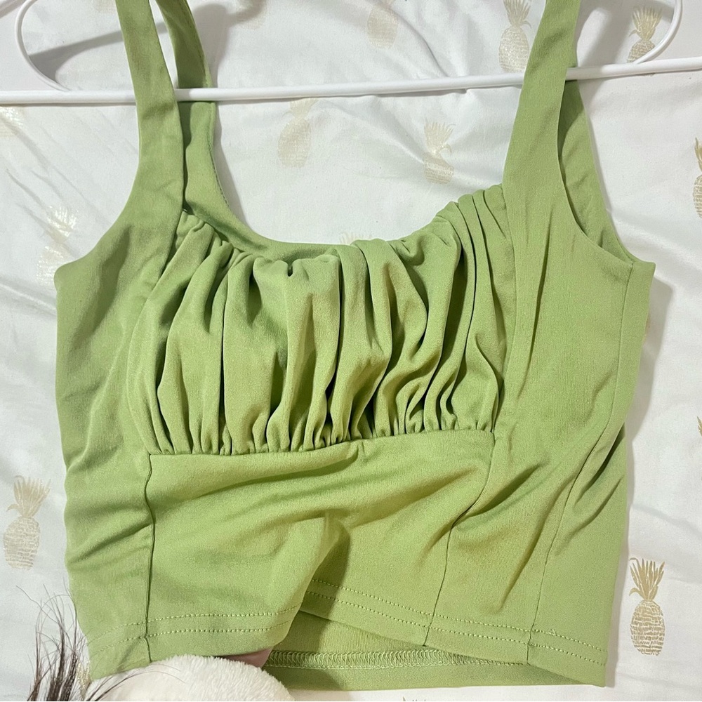 Green Ruched Women's Top